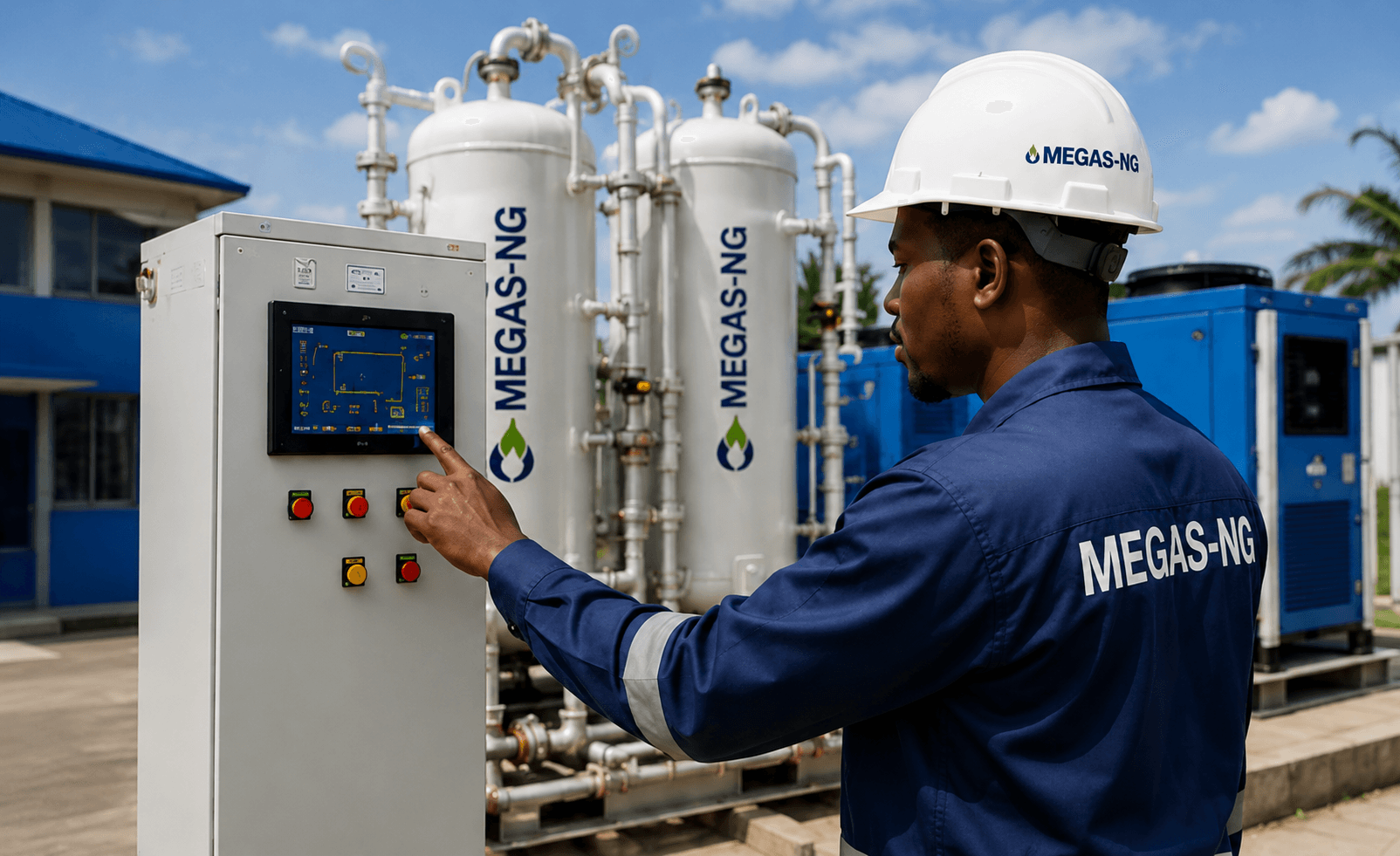 MEGAS-NG technician monitoring an on-site oxygen generation system